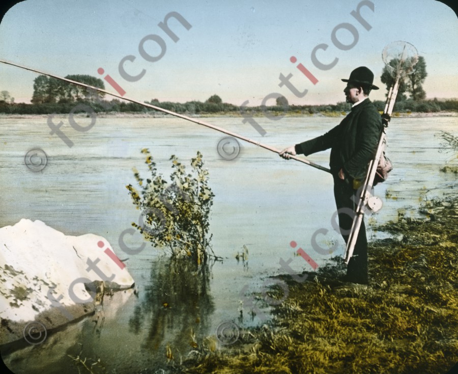 Angler am Rhein ; Anglers at the Rhine - Foto foticon-600-simon-duesseldorf-340-076.jpg | foticon.de - Bilddatenbank für Motive aus Geschichte und Kultur